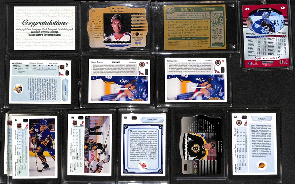 Lot of (28) Hockey Cards w. Manon Rheaume Rookie Auto, Gretzky SPX Gold, 1980 Topps Borque Rookie, Patrick Roy, Jagr Rookie, +